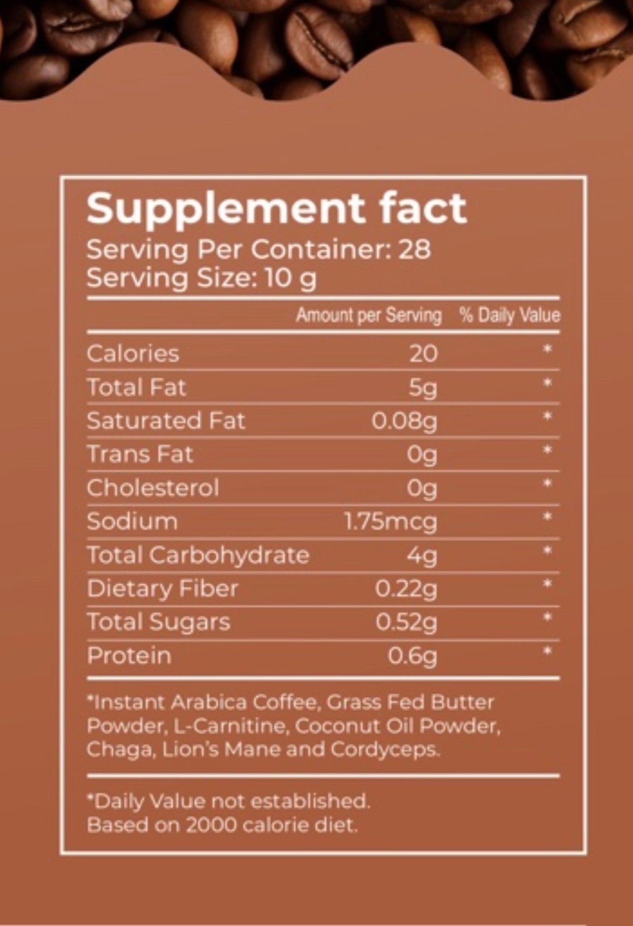 Mushroom Coffee with L-Carnitine (Café de hongos con L-Carnitine)