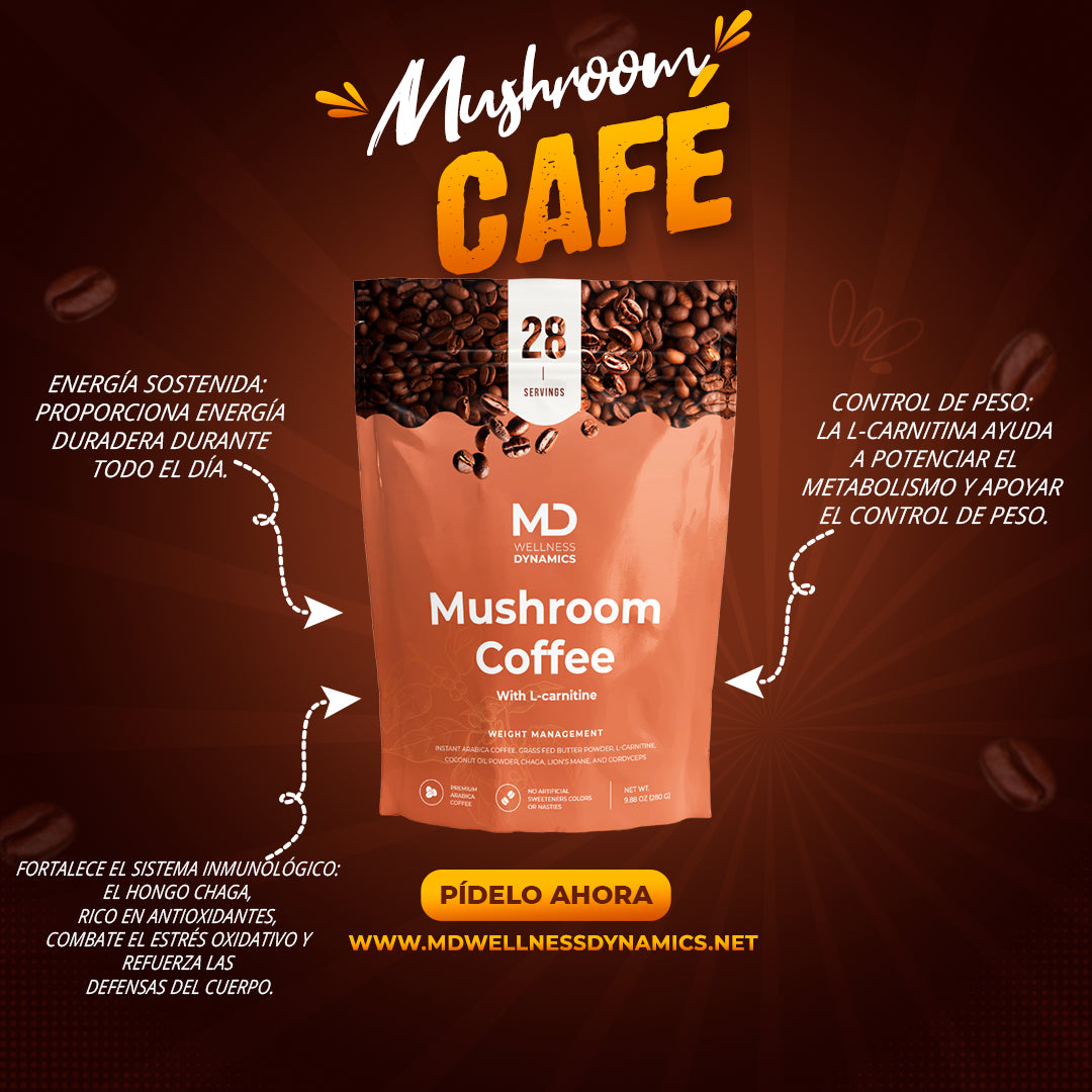 Mushroom Coffee with L-Carnitine (Café de hongos con L-Carnitine)